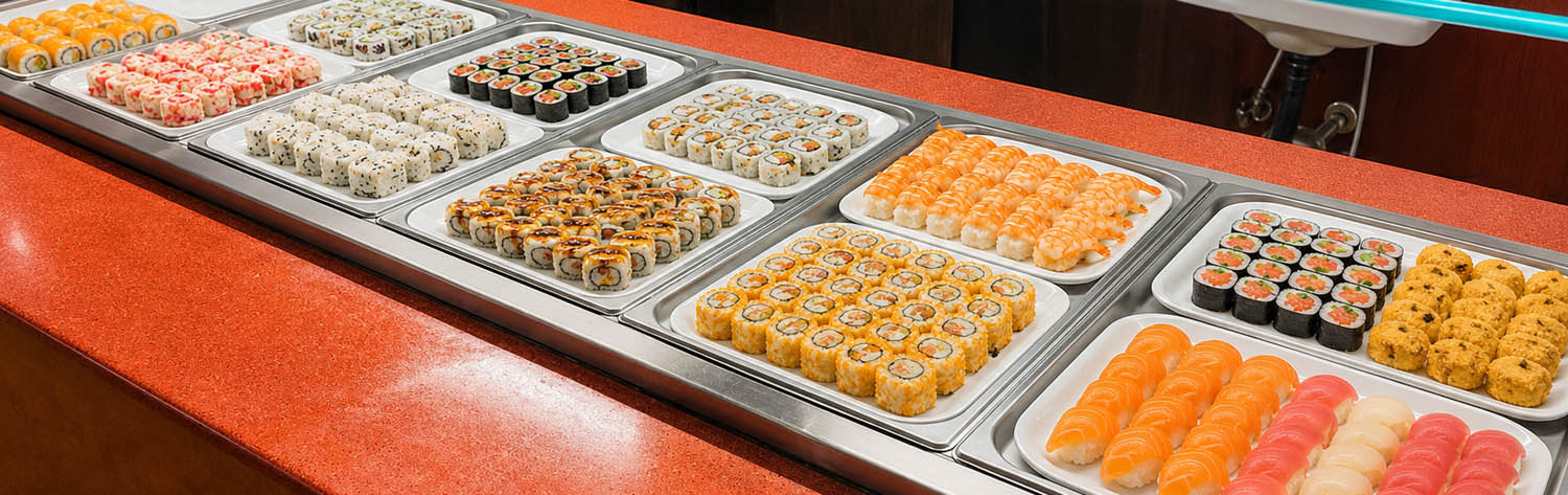Fresh sushi and rolls at New Century Buffet